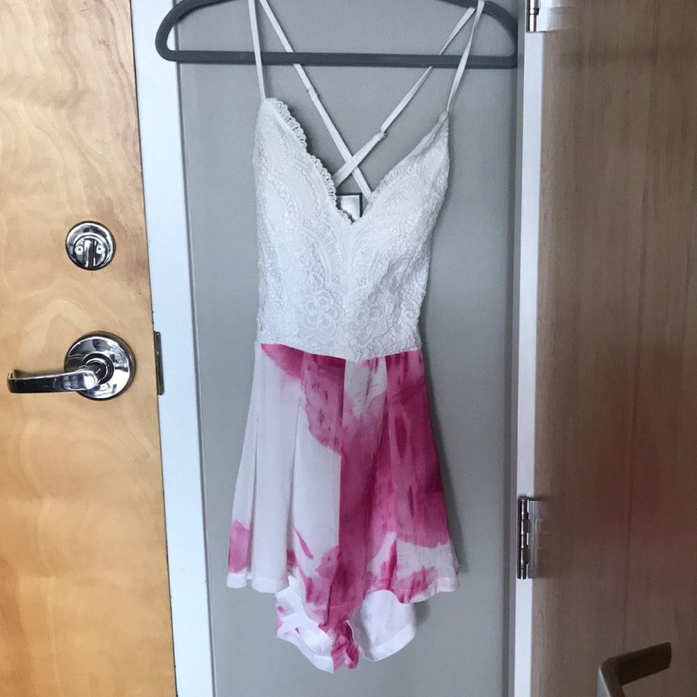 NWT lace bodice with open back romper